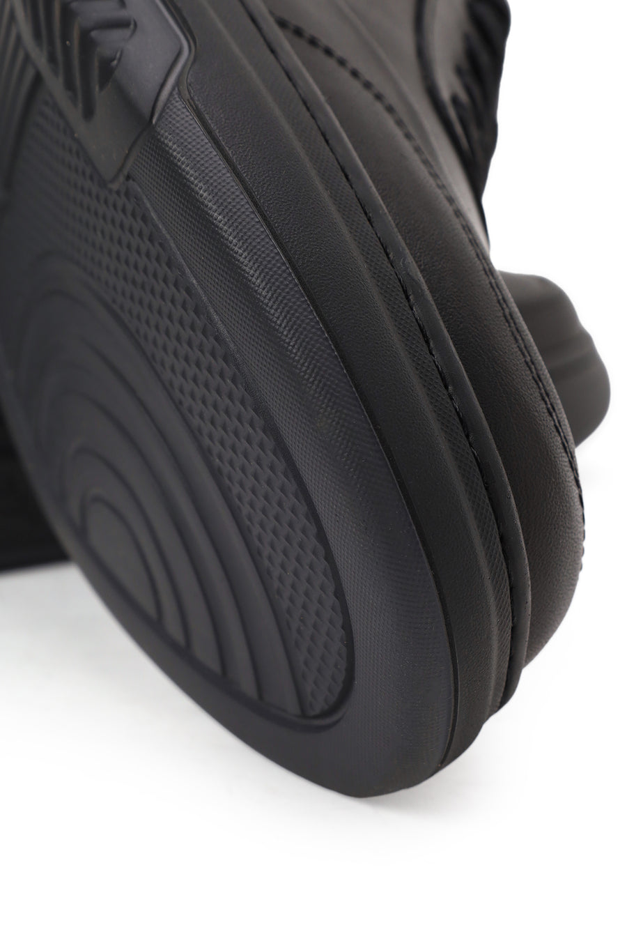 Erkek Siyah Bağcıklı Kalın Tabanlı Deri Sneaker