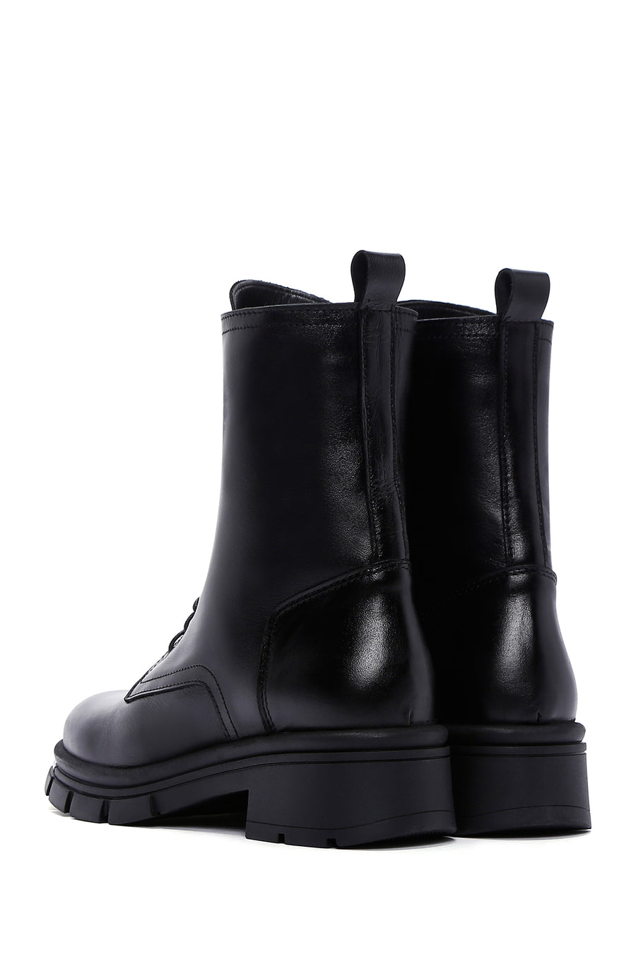 Women's Black Zippered Leather Boots