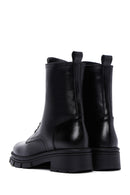 Women's Black Leather Zippered Boots | Derimod