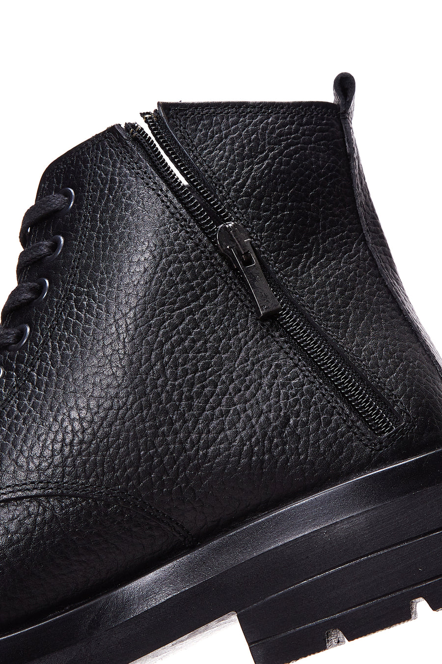 Men's Black Leather Zippered Boots