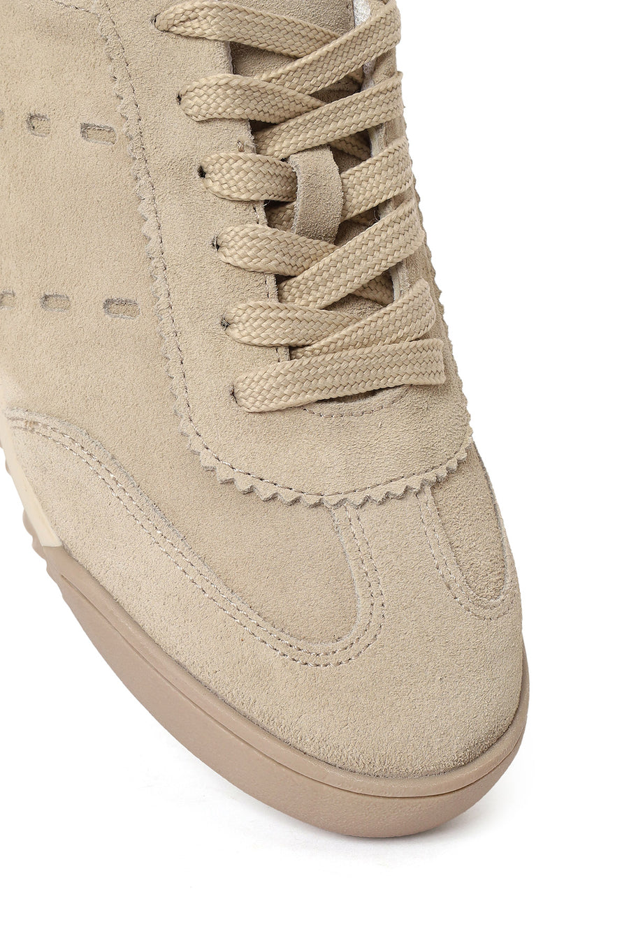 Women's Beige Lace-Up Suede Leather Sneaker