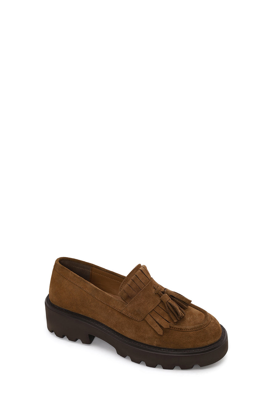 Kadın Camel Kalın Tabanlı Püsküllü Süet Deri Loafer