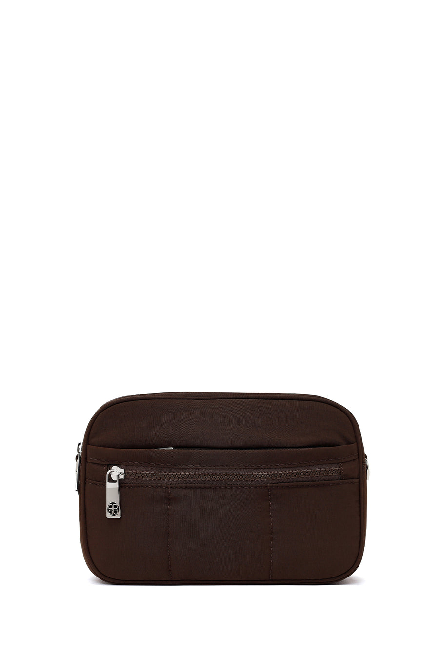 Woman Brown Long-Strap Fabric Crossbody Bag