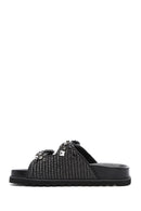 Women's Black Straw Slippers | Derimod