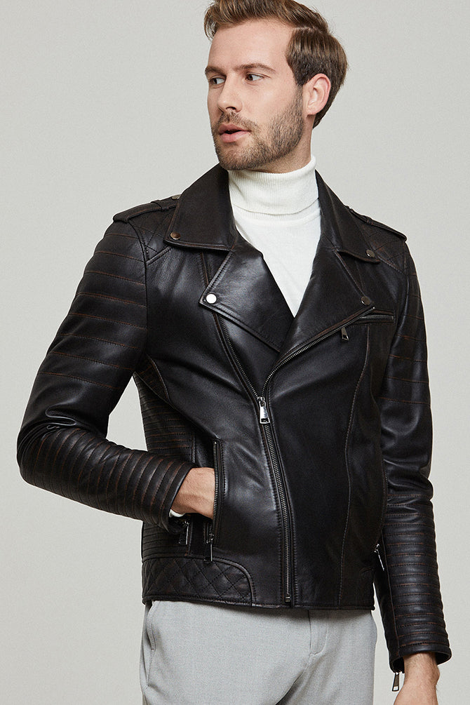 Escobar-x Men's Leather Jacket 20WGD6282VD | Derimod