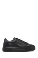 Erkek Siyah Bağcıklı Kalın Tabanlı Deri Sneaker | Derimod