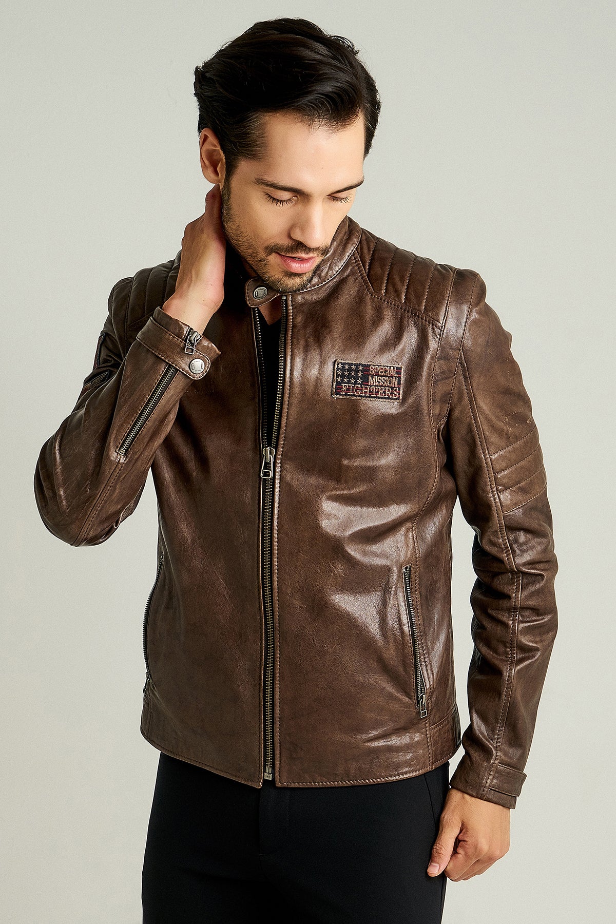 Off Limits Men's Leather Jacket 17SGM6154VE | Derimod