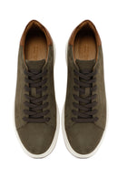 Men's Green Lace-Up Nubuck Leather Sneaker | Derimod