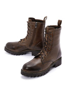 Women's Brown Leather Zippered Boots | Derimod