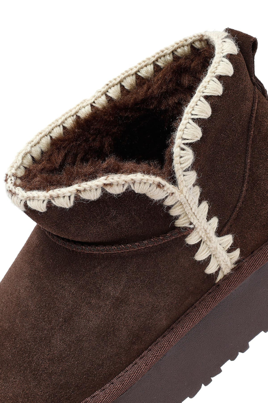 Women's Brown Suede Leather Teddy Boots