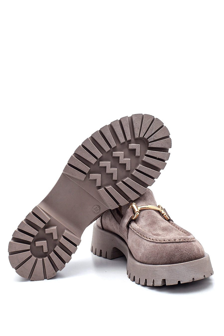 Kadın Deri Süet Tokalı Loafer