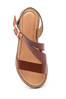 Women's Tan Leather Bodrum Sandals | Derimod