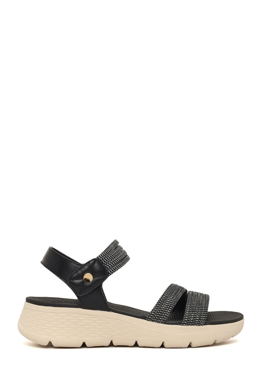 Woman Black Thick-Soled Fabric Comfort Sandal 26SFE46426F | Derimod