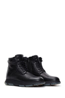 Men's Black Leather Zippered Casual Boots | Derimod