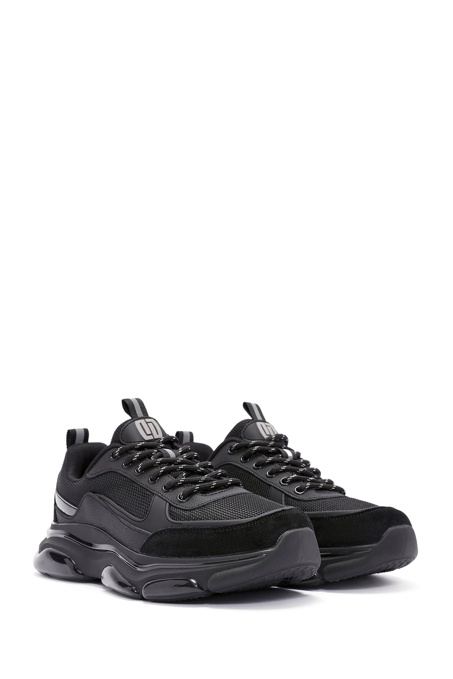 Men's Black Lace-up Leather Sneaker