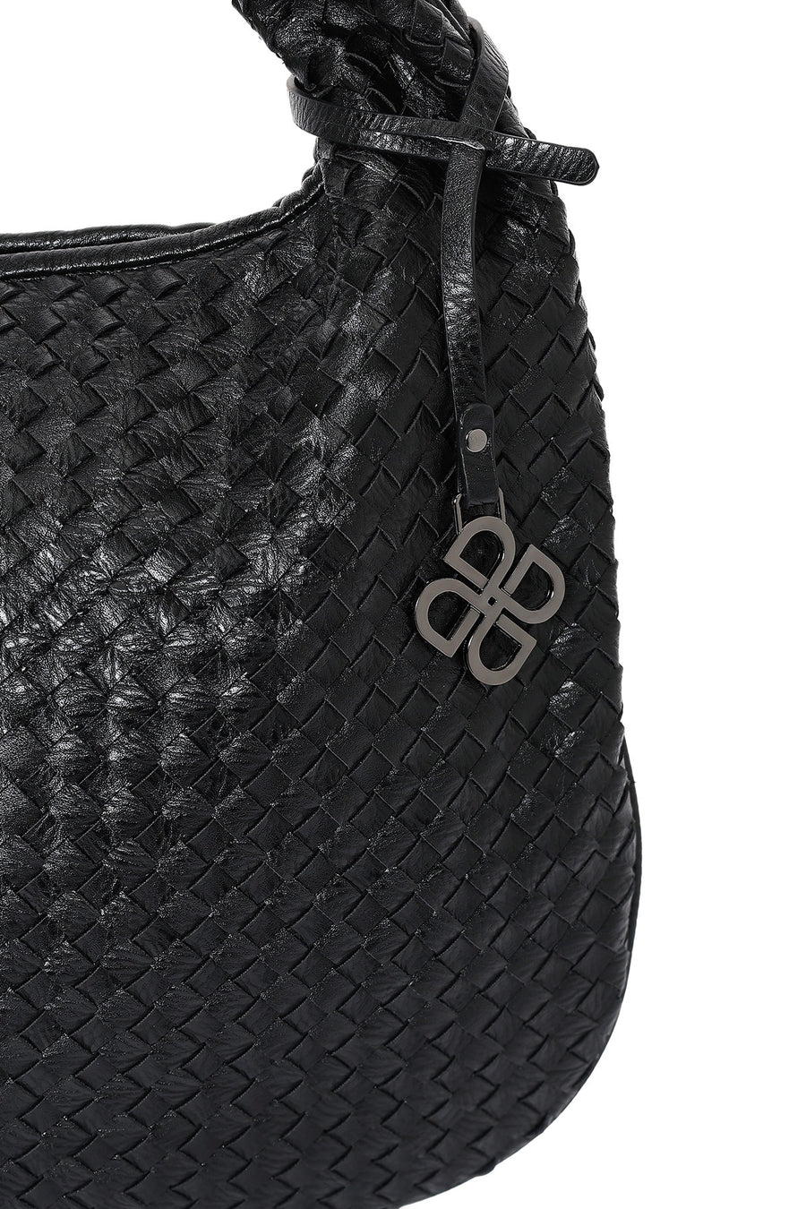 Women's Black Braided Shoulder Bag