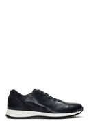 Men's Navy Blue Leather Sneaker | Derimod