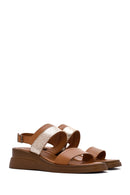 Women's Tan Ankle Strap Leather Comfort Sandals | Derimod