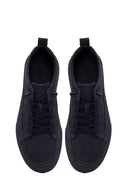 Male Navy Lace-up Nubuck Leather Sneaker | Derimod