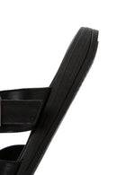 Women's Black Buckle Leather Slippers | Derimod