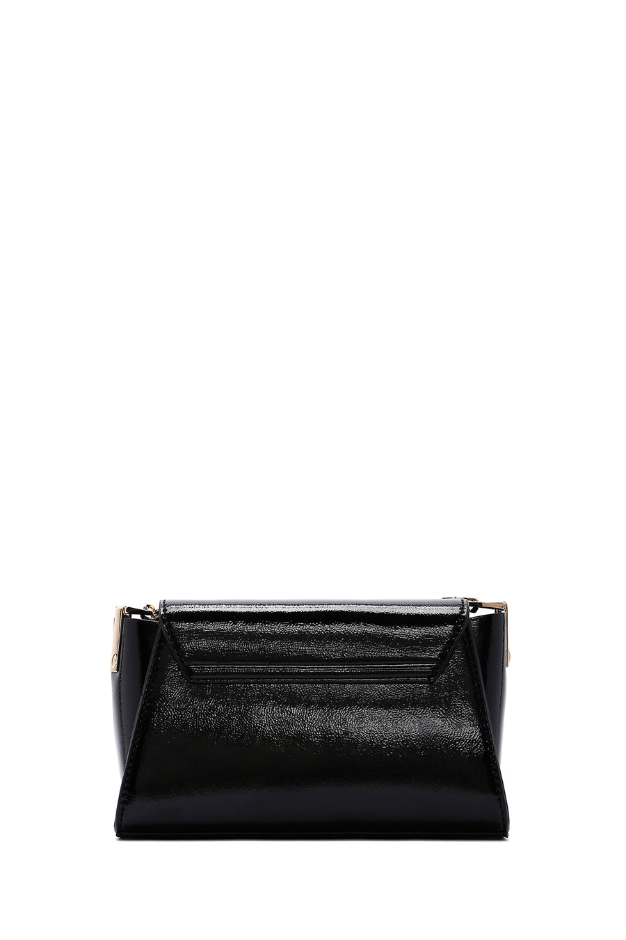 Woman Black Long-Strap Patent Leather Mini Crossbody Bag