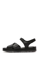 Women's Black Ankle Strap Leather Comfort Sandals | Derimod