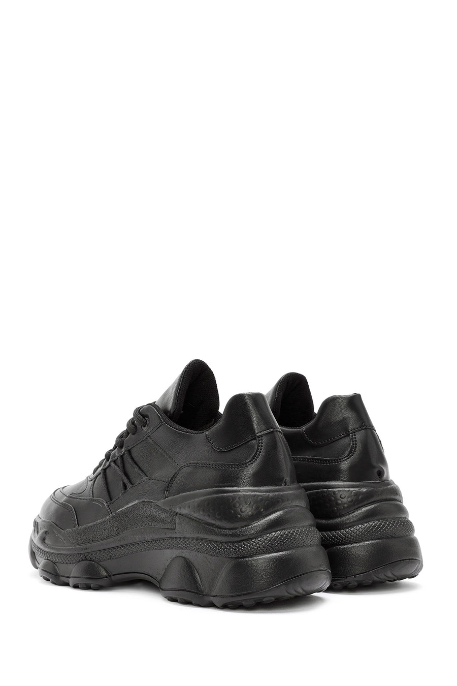Kadın Siyah Bağcıklı Kalın Tabanlı Sneaker