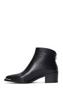 Women's Black Zippered Low Heel Leather Boots | Derimod