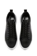 Men's Black Lace-up Thick-Sole Leather Sneaker | Derimod