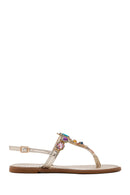 Women's Gold Flip-Flop Stone Sandals | Derimod