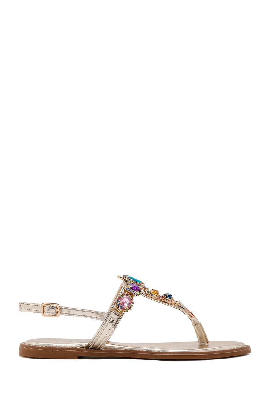 Women's Gold Flip-Flop Stone Sandals