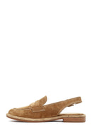 Women's Beige Backless Suede Leather Loafer | Derimod
