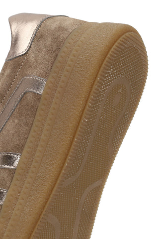 Kadın Bej Bağcıklı Charmlı Süet Deri Sneaker