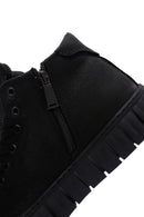 Men's Black Leather Zippered Casual Nubuck Leather Boots | Derimod