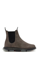 Men's Gray Nubuck Leather Casual Chelsea Boots | Derimod