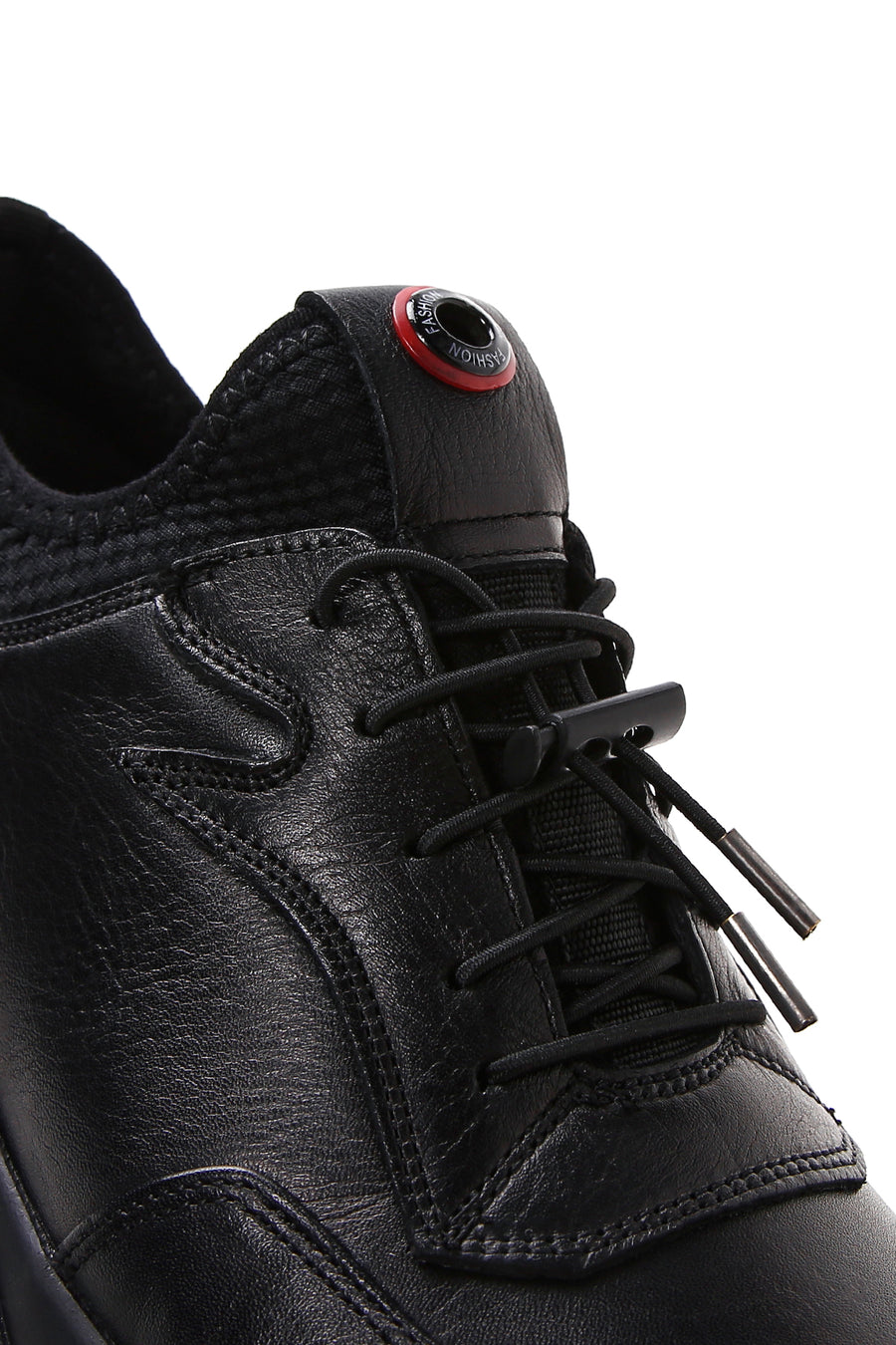 Erkek Siyah Bağcıklı Deri Casual Sneaker