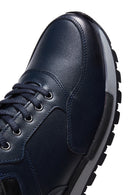 Men's Navy Blue Leather Sneaker | Derimod