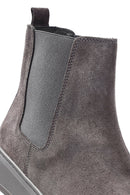 Men's Grey Suede Leather Chelsea Boots | Derimod