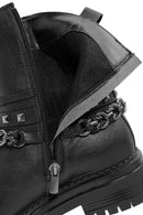 Women's Black Zippered Leather Boots | Derimod