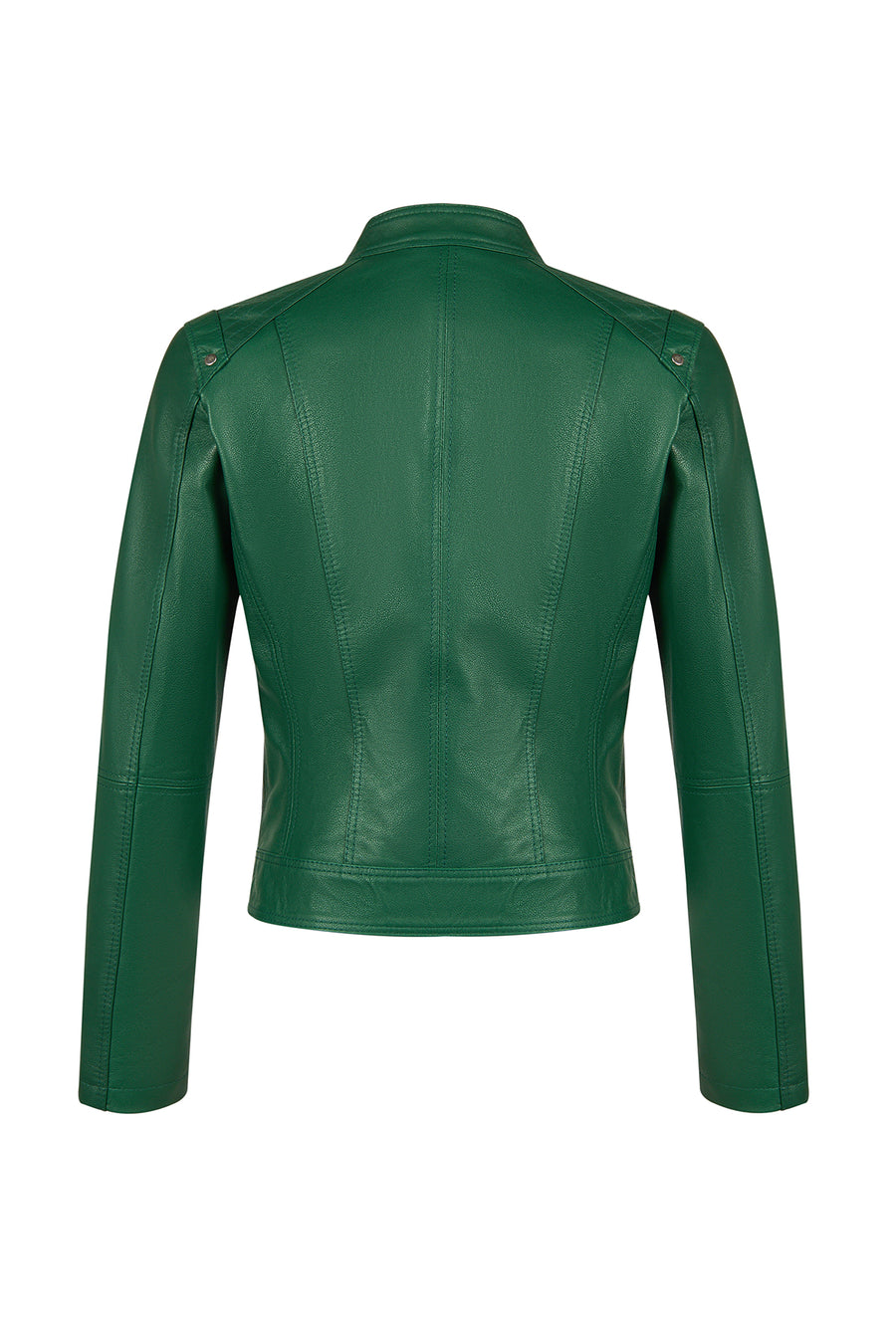 Sonia Woman Green Short Leather Jacket