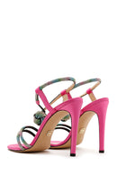 Women's Pink Stone Thin Heel Sandals | Derimod