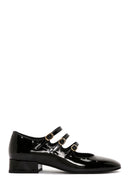 Women's Black Short Heeled Leather Shoes | Derimod