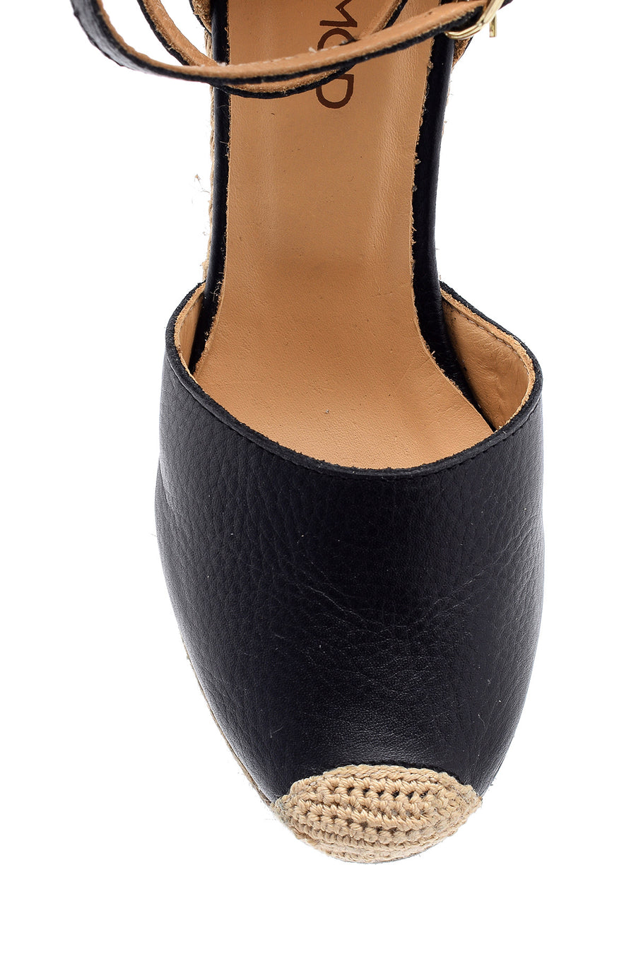 Kadın Deri Hasır Detaylı Dolgu Topuklu Sandalet