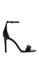 Women's Black Leather Heeled Sandals | Derimod