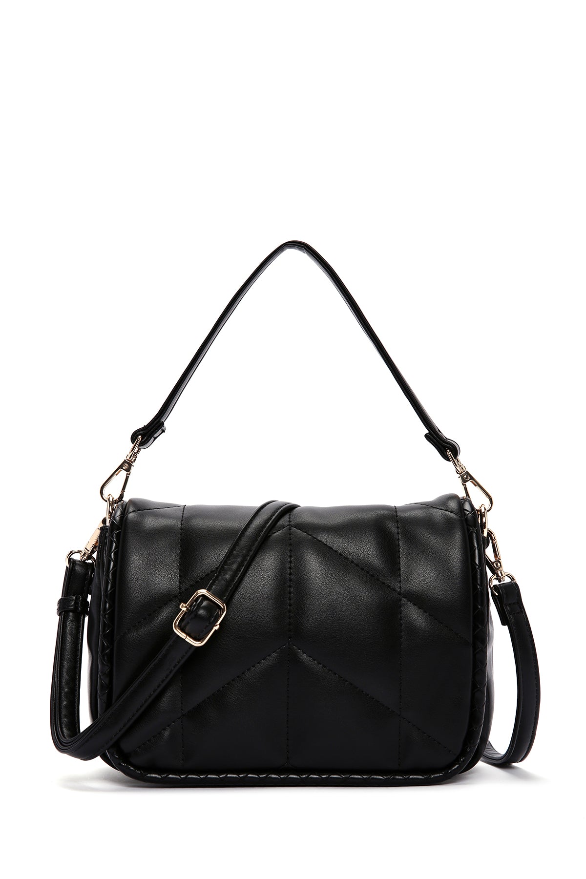 Women's Black Long Strap Quilted Crossbody Bag 23WBD2472KP | Derimod