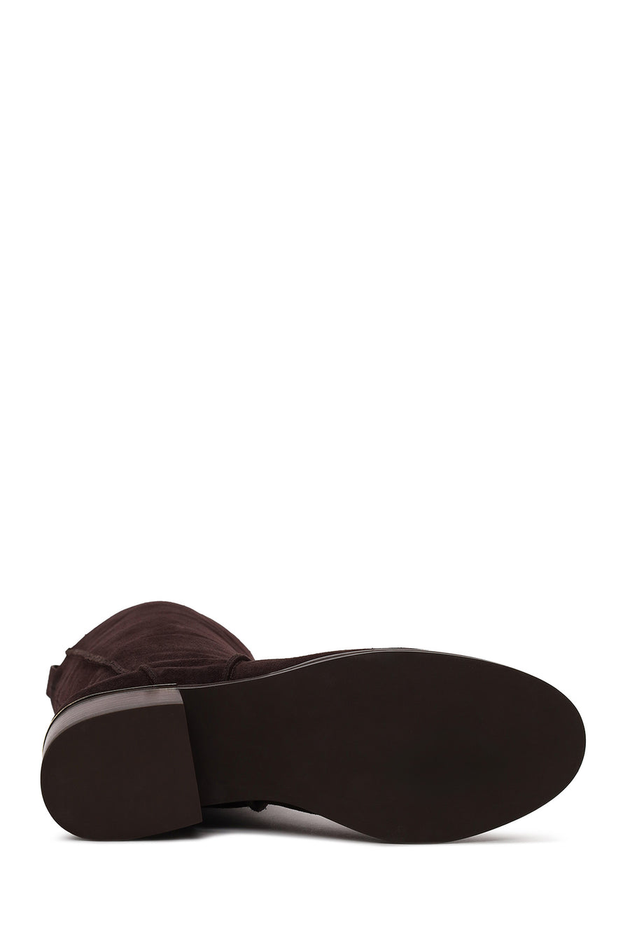 Woman Brown Short Thick-Heeled Suede Boots