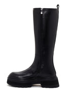 Women's Black Zippered Leather Boots | Derimod