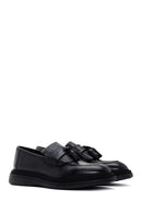 Men's Black Leather Tassel Loafer | Derimod