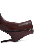 Woman Burgundy Zip Closure High Thin Heel Leather Boots | Derimod