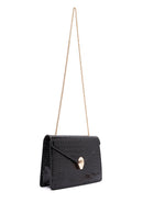 Women's Black Long Strap Crocodile Crossbody Bag | Derimod